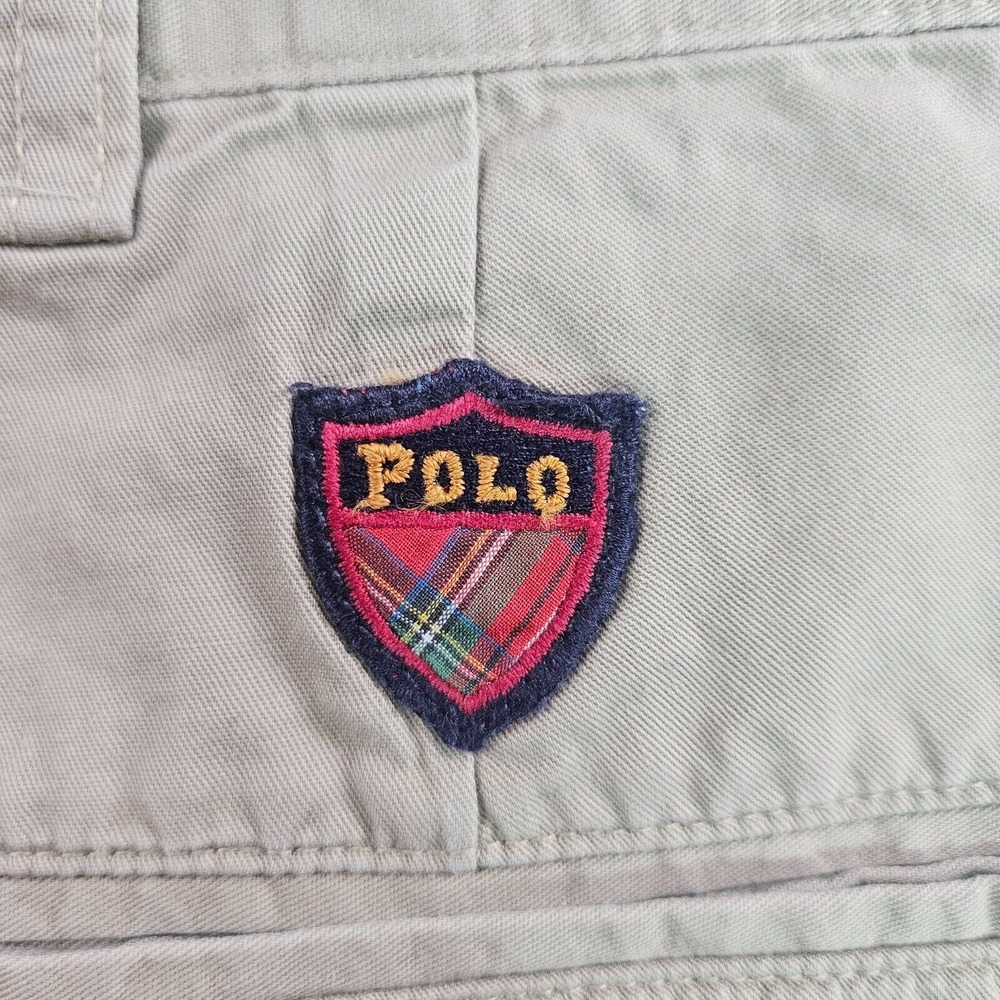 Polo Golf Chino Shorts Men Size 34 x8" Pleated Logo‎ Khaki